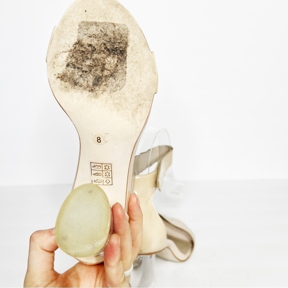 Jeffrey Campbell Round Clear Acrylic Heel Tan Straps Size 8 Women’s - Picture 2 of 4